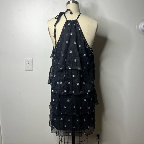 Intermix St. Roche Estrella Tiered beaded silk cotton Halter Dress - Picture 6 of 10